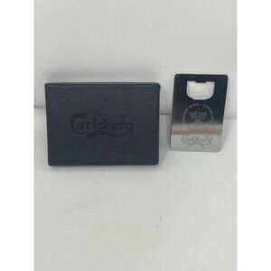 Carlsberg Beer Bottle Opener Metal Chrome with Original Box Denmark 3.25” long
